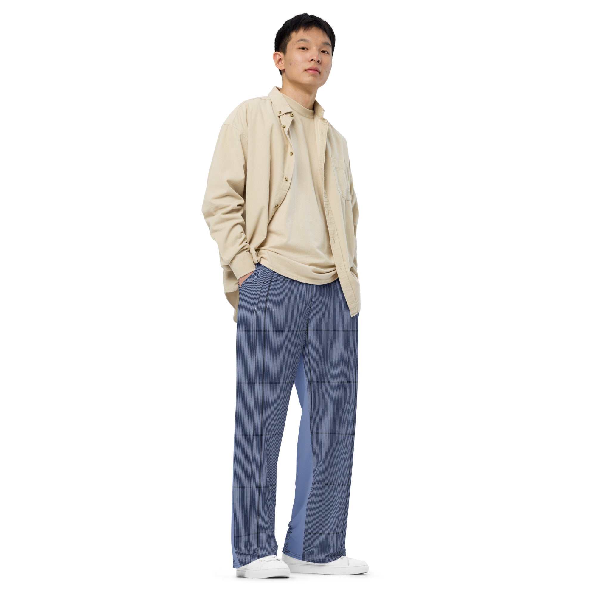 Kaelum Wide-Leg Pant: Purple Two Tone Pattern