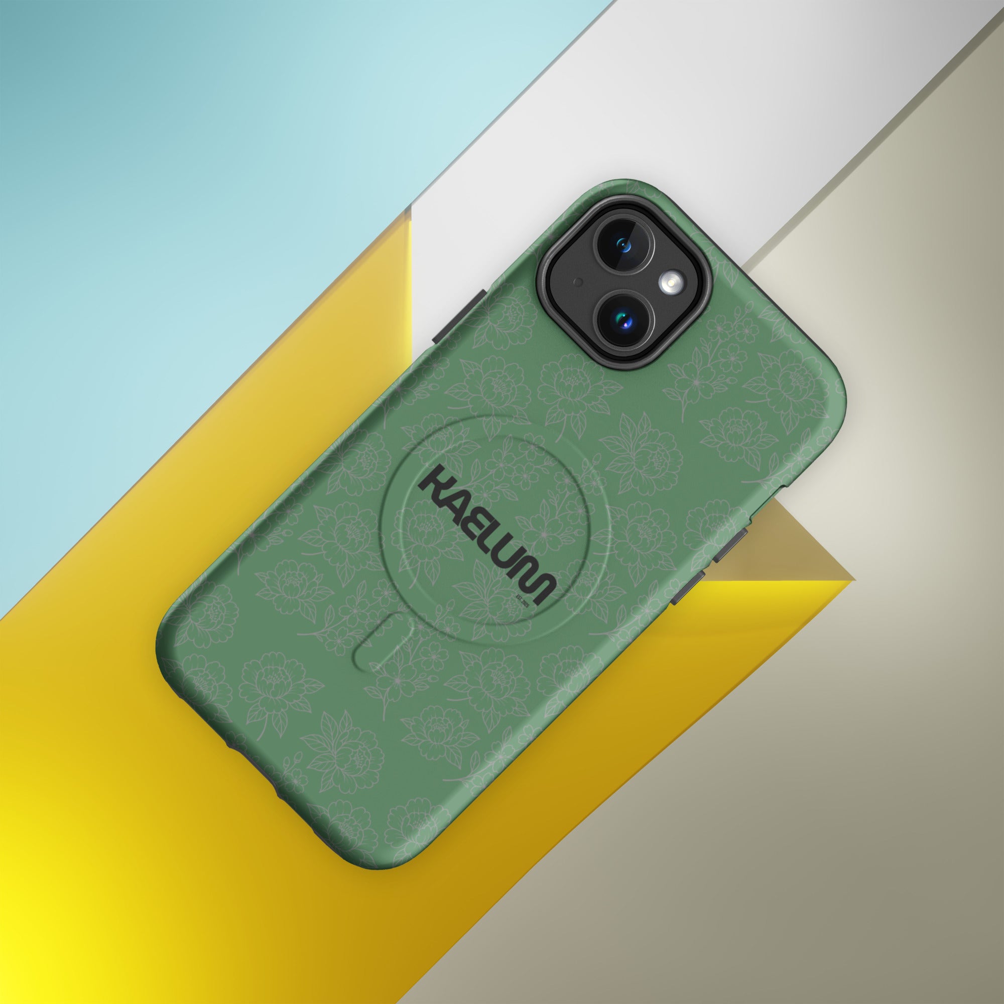 Kaelum Design MagSafe® tough case for iPhone®: Green Floral