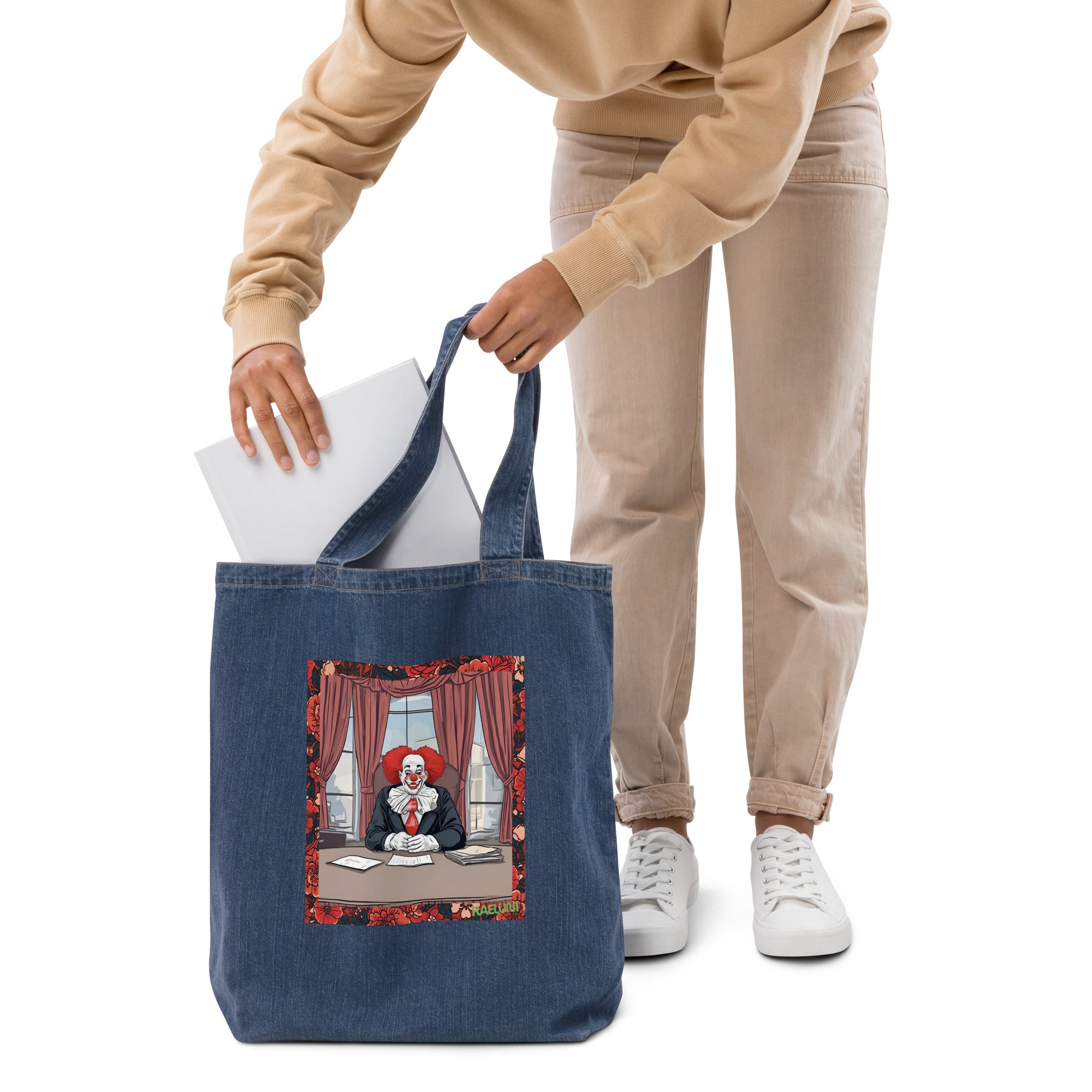 Kaelum Organic Denim Tote- Oval Office Clown