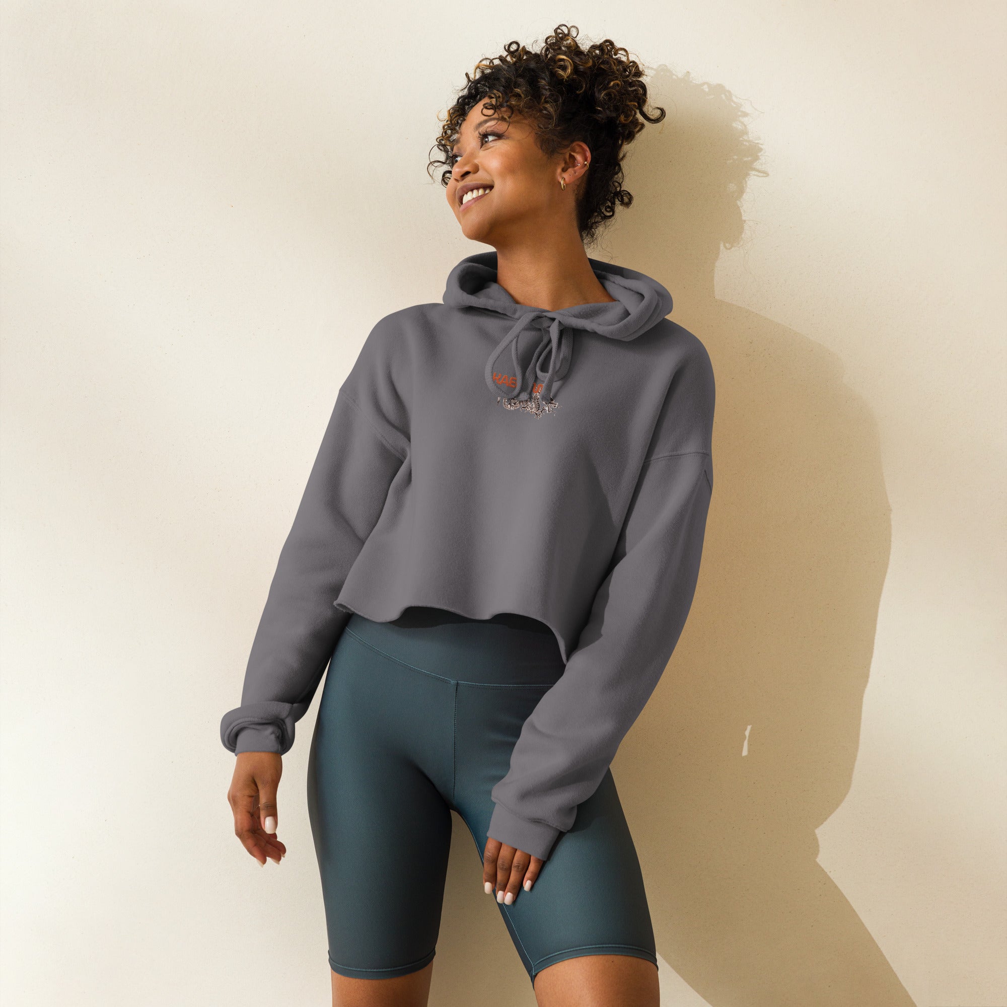 Kaelum Embroidered Crop Hoodie